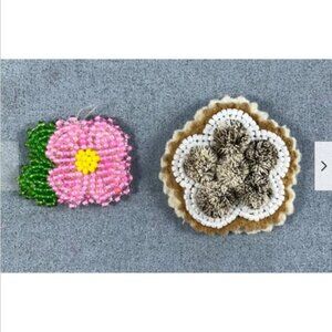 Tufted Moosehair  Beaded Brooches Pair Native IndigenoCanadian First Nations